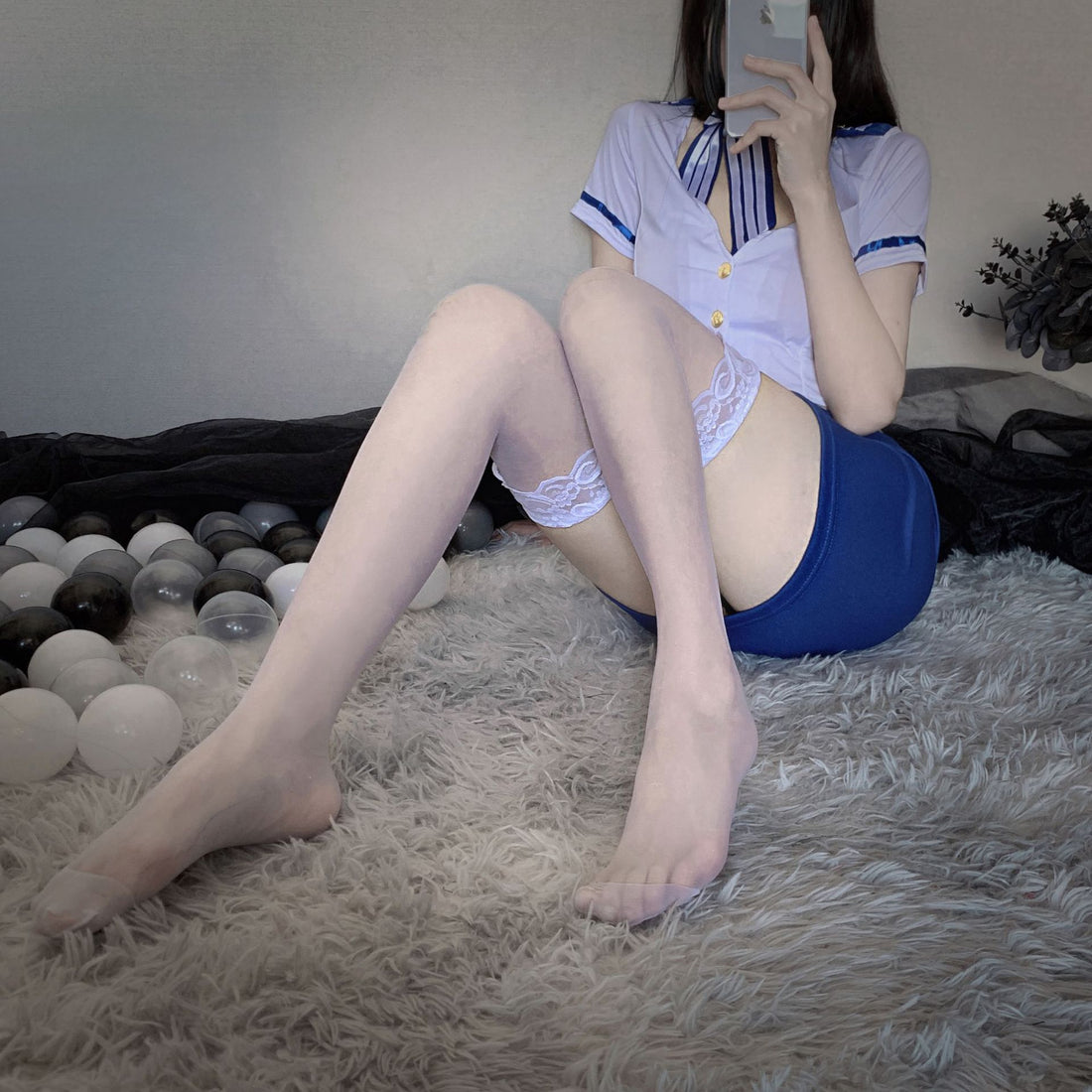 Blue and White Flight Attendant Uniform 蓝白空姐制服