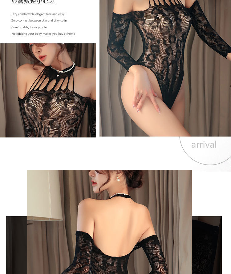 Leopard Print Fishnet Bodysuit 豹纹连身网衣